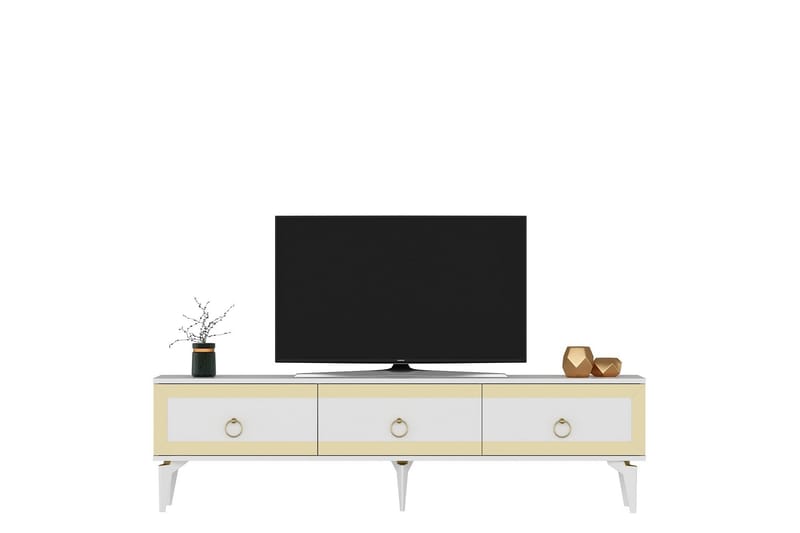 Ponny Tv-taso 180 cm - Valkoinen/Kulta - Huonekalut - TV- & Mediakalusteet - Tv taso & Mediataso