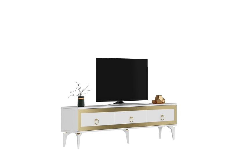 Ponny Tv-taso 180 cm - Valkoinen/Kulta - Huonekalut - TV- & Mediakalusteet - Tv taso & Mediataso