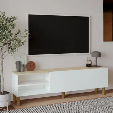 Relento TV-taso 150 cm - valkoinen, Sapphire-tammi - Huonekalut - TV- & Mediakalusteet - Tv taso & Mediataso
