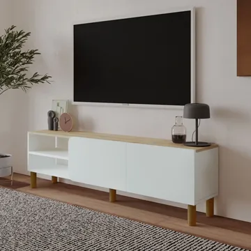 Relento TV-taso 150 cm - valkoinen, Sapphire-tammi - Huonekalut - TV- & Mediakalusteet - Tv taso & Mediataso
