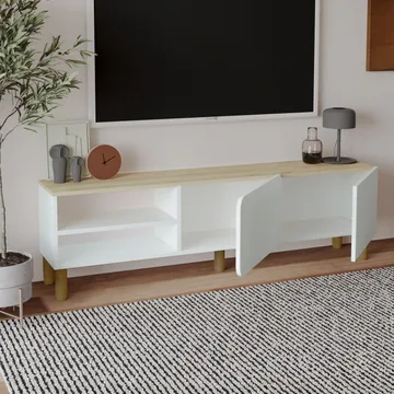 Relento TV-taso 150 cm - valkoinen, Sapphire-tammi - Huonekalut - TV- & Mediakalusteet - Tv taso & Mediataso