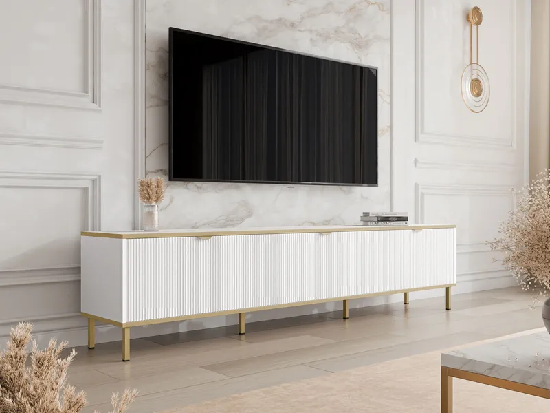 Salmor TV-taso 202 cm - Valkoinen - Huonekalut - TV- & Mediakalusteet - Tv taso & Mediataso