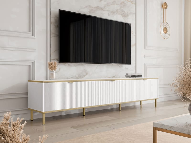 Salmor TV-taso 202 cm - Valkoinen - Huonekalut - TV- & Mediakalusteet - Tv taso & Mediataso