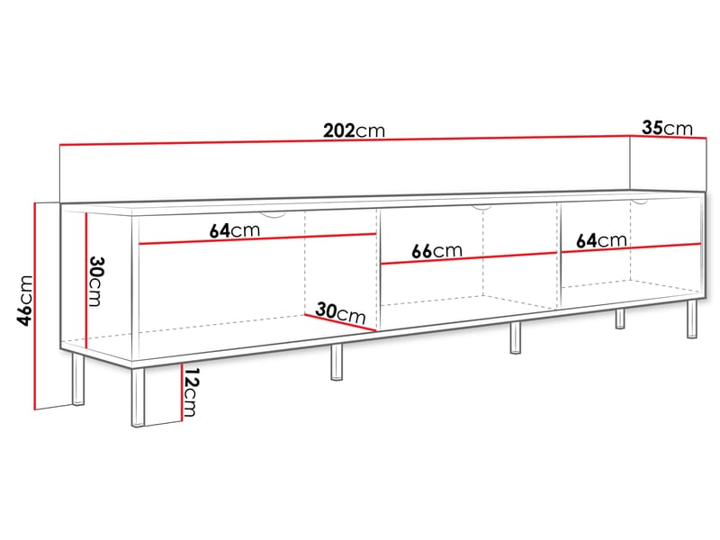 Salmor TV-taso 202 cm - Valkoinen - Huonekalut - TV- & Mediakalusteet - Tv taso & Mediataso
