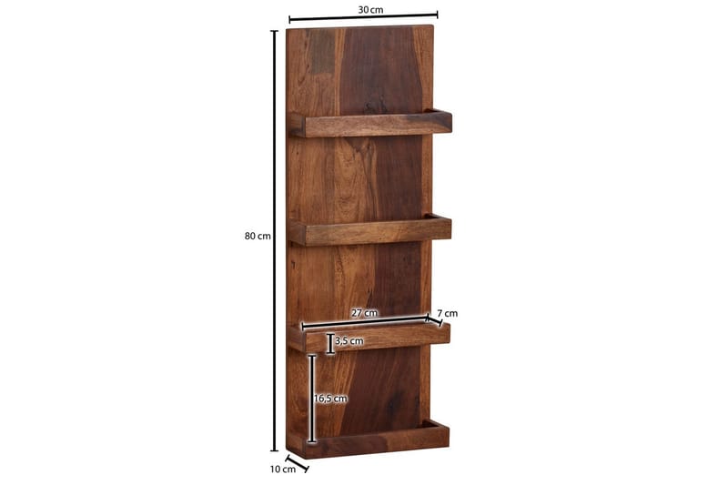 Seinähylly Wohnling Kiinteä puurakenne seinään kiinnitettävä 30X80 cm maalaistyyli - Huonekalut - TV- & Mediakalusteet - TV-hyllyt