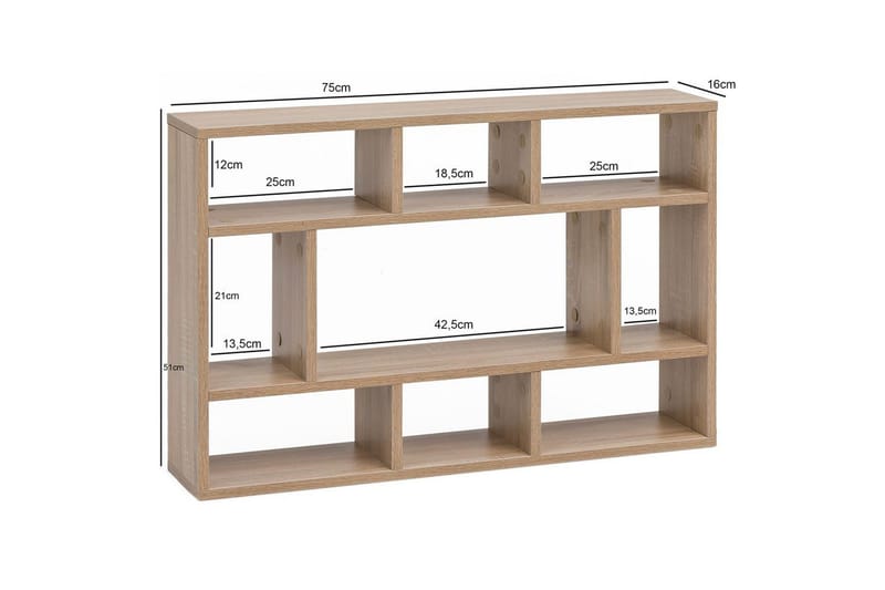 Seinähylly Wohnling melamiinipäällystetty lastulevy, kirjasäilytys, seinäkiinnitys, moderni tyyli Sonoma - Sonoma - Talo & remontointi - Keittiö & kylpyhuone - Keittiö & kodinhoitohuone - Keittiön sisustus - Keittiöhylly