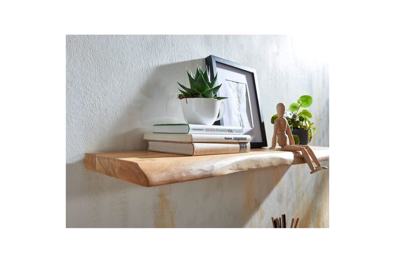 Seinähylly Wohnling puureuna, massiivipuuta, seinähylly, maalaismaistyyli 120 cm - 120 cm - Huonekalut - TV- & Mediakalusteet - TV-hyllyt