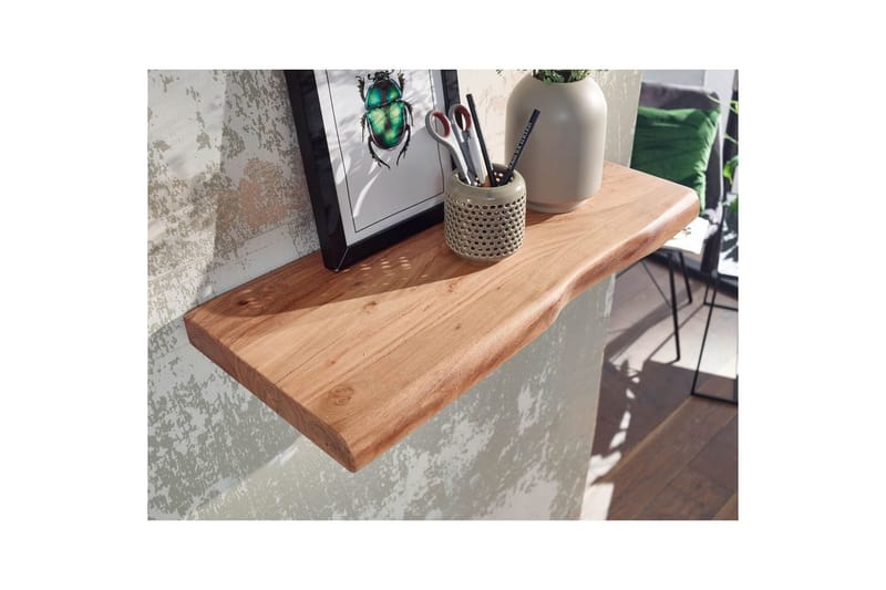 Seinähylly Wohnling puureuna, massiivipuuta, seinähylly, maalaismaistyyli 40 cm - 40 cm - Huonekalut - TV- & Mediakalusteet - TV-hyllyt