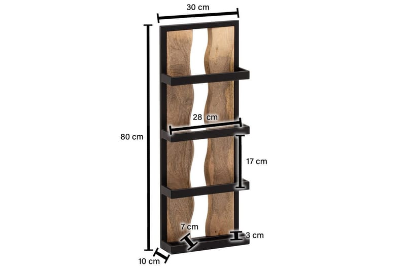 Seinähylly Wohnling Puureunainen täyspuinen metallikehys, jossa 4 hyllyä, teollinen - Talo & remontointi - Keittiö & kylpyhuone - Keittiö & kodinhoitohuone - Keittiön sisustus - Keittiöhylly