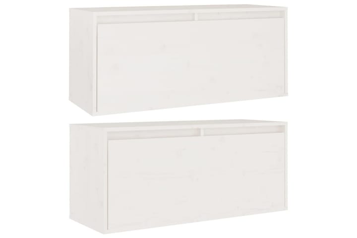Seinäkaapit 2 kpl valkoinen 80x30x35 cm täysi mänty - Valkoinen - Tv taso & Mediataso