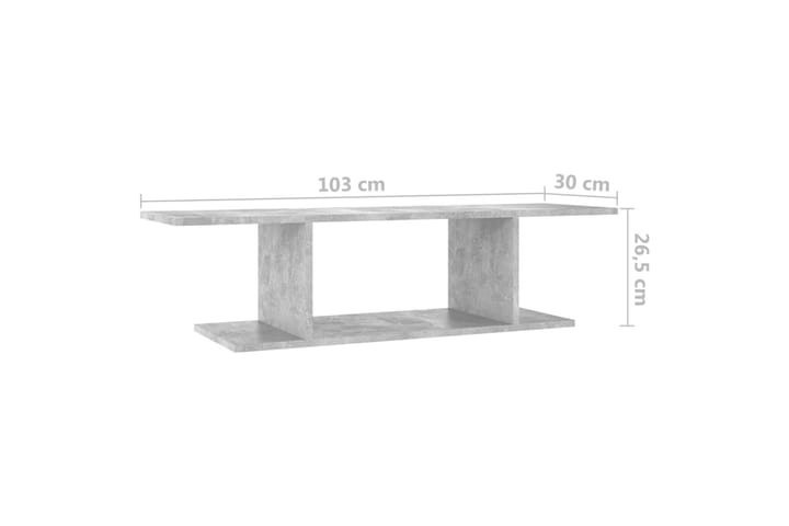 Seinäkiinnitettävä TV-taso betoninharmaa 103x30x26,5 cm - TV-kaappi