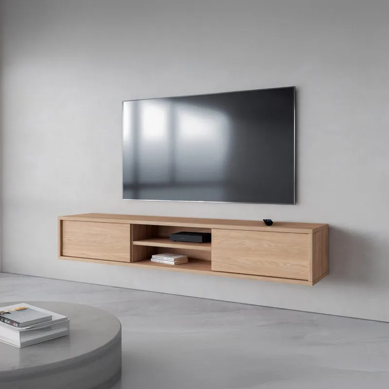 Seinälle kiinnitettävä TV-taso Frida 2 läppää ylhäällä - Öljytty tammi - Huonekalut - TV- & Mediakalusteet - Tv taso & Mediataso