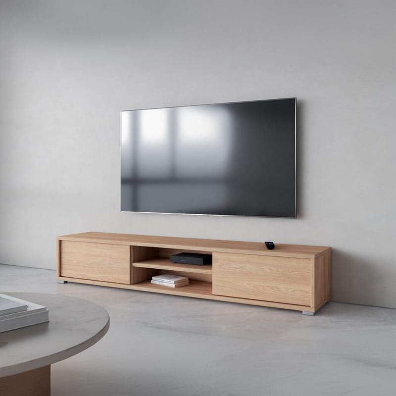 Seinälle kiinnitettävä TV-taso Frida 2 läppää ylhäällä - Öljytty tammi - Huonekalut - TV- & Mediakalusteet - Tv taso & Mediataso