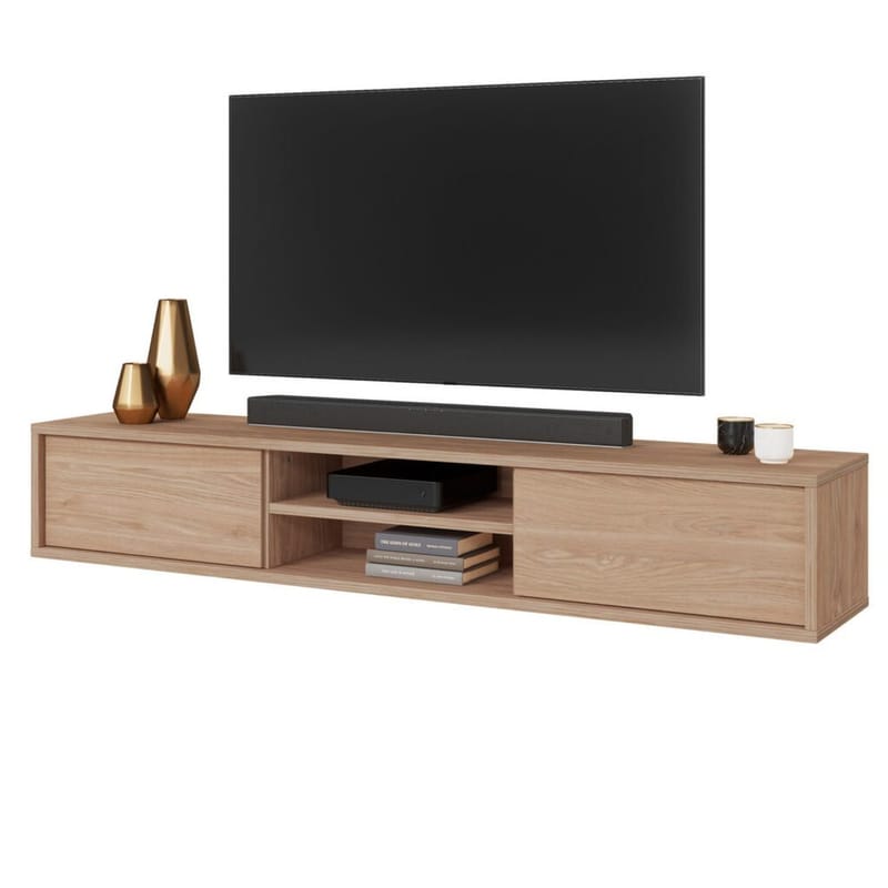 Seinälle kiinnitettävä TV-taso Frida 2 läppää ylhäällä - Öljytty tammi - Huonekalut - TV- & Mediakalusteet - Tv taso & Mediataso