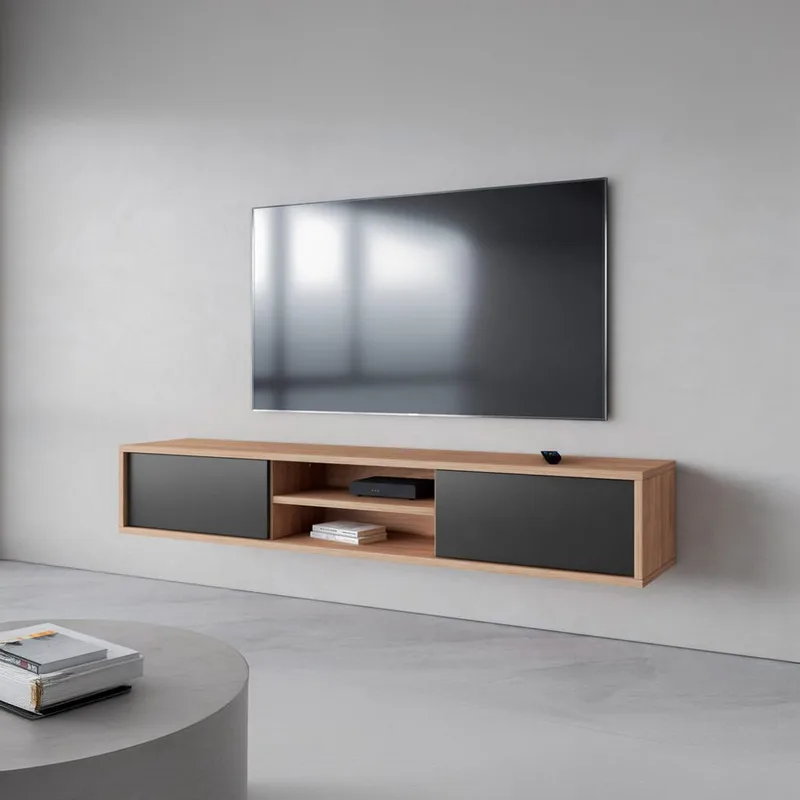 Seinälle kiinnitettävä TV-taso Frida 2 läppää ylhäällä - Antrasiitti - Huonekalut - TV- & Mediakalusteet - Tv taso & Mediataso