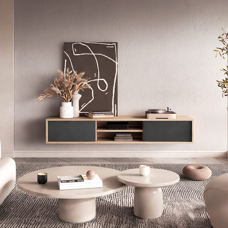 Seinälle kiinnitettävä TV-taso Frida 2 läppää ylhäällä - Antrasiitti - Huonekalut - TV- & Mediakalusteet - Tv taso & Mediataso