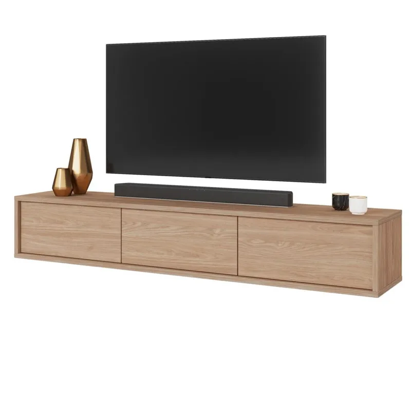 Seinälle kiinnitettävä TV-taso Frida 3 läppää ylhäällä - Öljytty tammi - Huonekalut - TV- & Mediakalusteet - Tv taso & Mediataso