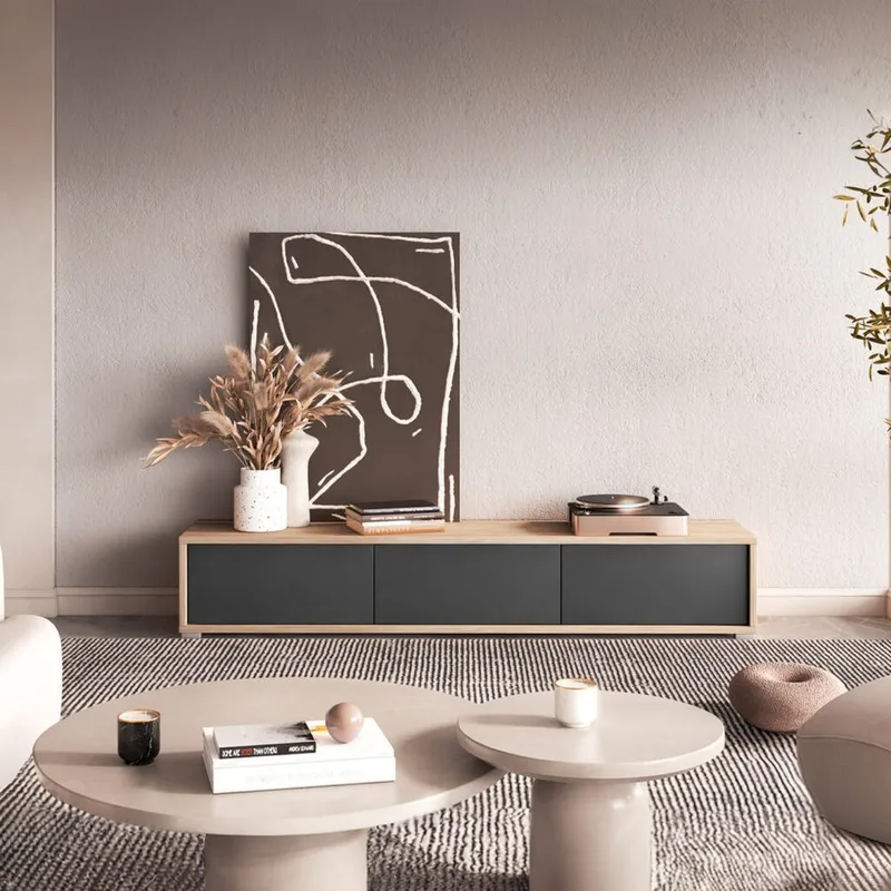 Seinälle kiinnitettävä TV-taso Frida 3 läppää ylhäällä - Antrasiitti - Huonekalut - TV- & Mediakalusteet - Tv taso & Mediataso