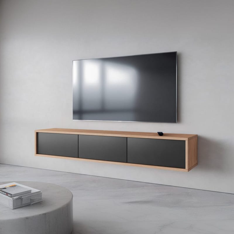 Seinälle kiinnitettävä TV-taso Frida 3 läppää ylhäällä - Antrasiitti - Huonekalut - TV- & Mediakalusteet - Tv taso & Mediataso