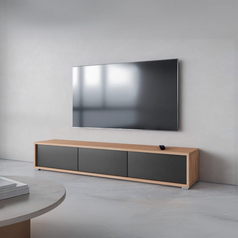 Seinälle kiinnitettävä TV-taso Frida 3 läppää ylhäällä - Antrasiitti - Huonekalut - TV- & Mediakalusteet - Tv taso & Mediataso