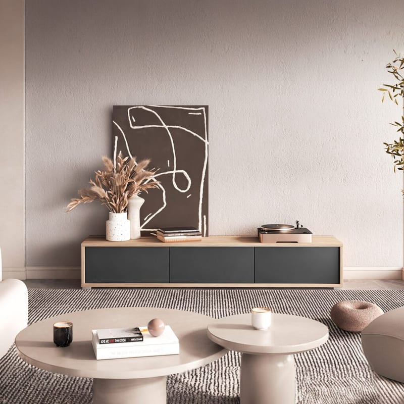 Seinälle kiinnitettävä TV-taso Frida 3 läppää ylhäällä - Antrasiitti - Huonekalut - TV- & Mediakalusteet - Tv taso & Mediataso