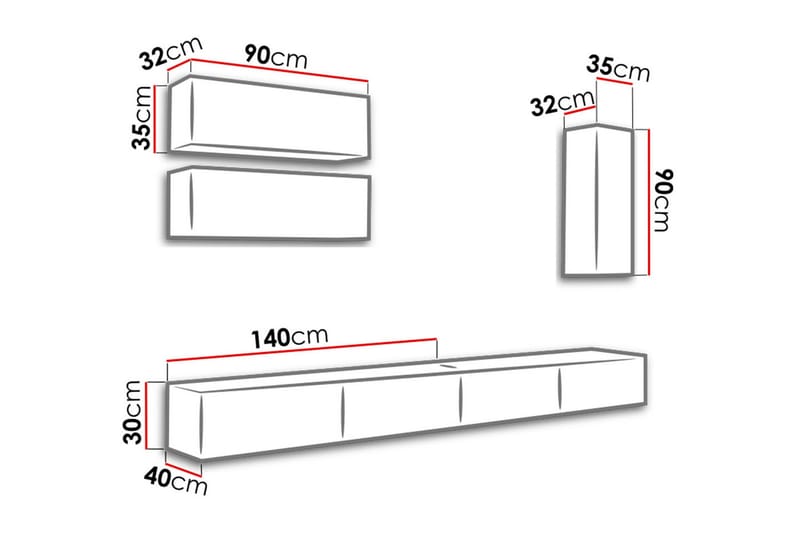 Seinäyksikkö Veria 280 cm - Luonnonväri/Musta - Huonekalut - TV- & Mediakalusteet - TV-kalustepaketti