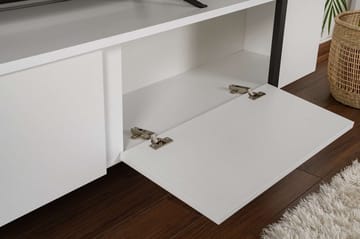 Serenity lattialla seisova tv-taso 180 cm säilytyksellä puuta metallijaloilla - Valkoinen - Huonekalut - TV- & Mediakalusteet - Tv taso & Mediataso
