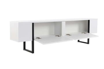 Serenity lattialla seisova tv-taso 180 cm säilytyksellä puuta metallijaloilla - Valkoinen - Huonekalut - TV- & Mediakalusteet - Tv taso & Mediataso