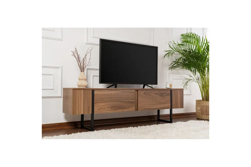 Serenity lattiaseisova tv-taso 180 cm säilytyksellä pähkinä - Ruskea - Huonekalut - TV- & Mediakalusteet - Tv taso & Mediataso