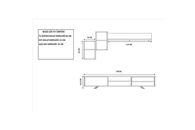Seyra TV-kalustesetti 180x40 cm - Antrasiitti/Tammi - Huonekalut - TV- & Mediakalusteet - TV-kalustepaketti