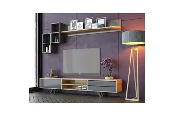 Seyra TV-kalustesetti 180x40 cm - Antrasiitti/Tammi - Huonekalut - TV- & Mediakalusteet - TV-kalustepaketti