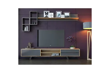 Seyra TV-kalustesetti 180x40 cm - Antrasiitti/Tammi - Huonekalut - TV- & Mediakalusteet - TV-kalustepaketti
