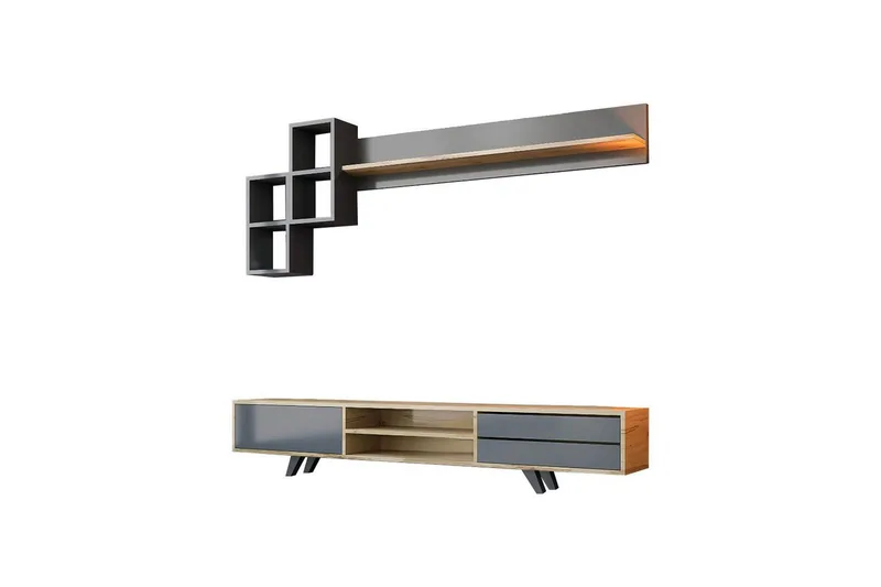 Seyra TV-kalustesetti 180x40 cm - Antrasiitti/Tammi - Huonekalut - TV- & Mediakalusteet - TV-kalustepaketti