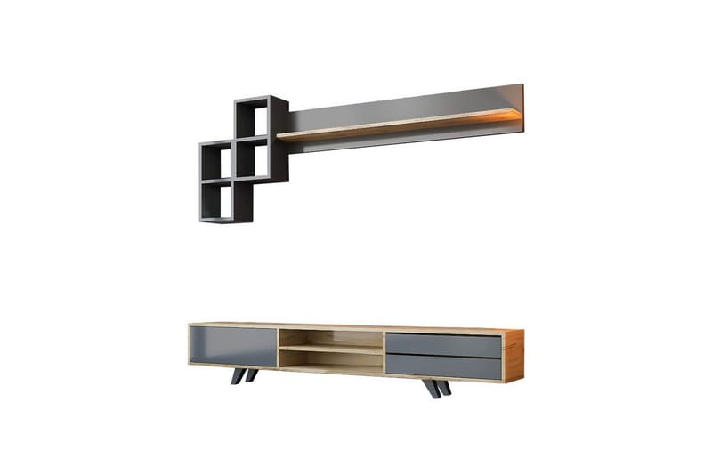 Seyra TV-kalustesetti 180x40 cm - Antrasiitti/Tammi - Huonekalut - TV- & Mediakalusteet - TV-kalustepaketti