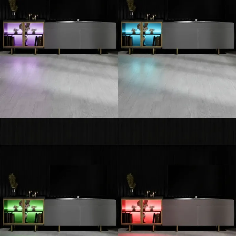 Seyring TV-taso 190 cm - Antrasiitti ja kulta - Huonekalut - TV- & Mediakalusteet - Tv taso & Mediataso