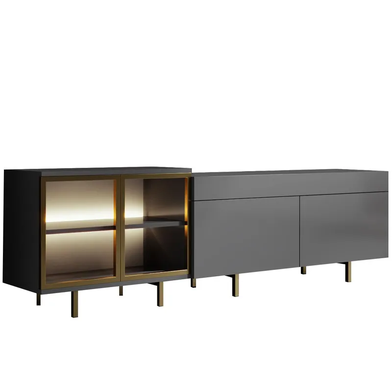 Seyring TV-taso 190 cm - Antrasiitti ja kulta - Huonekalut - TV- & Mediakalusteet - Tv taso & Mediataso