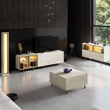 Seyring TV-taso 190 cm - Travertiini ja kulta - Huonekalut - TV- & Mediakalusteet - Tv taso & Mediataso