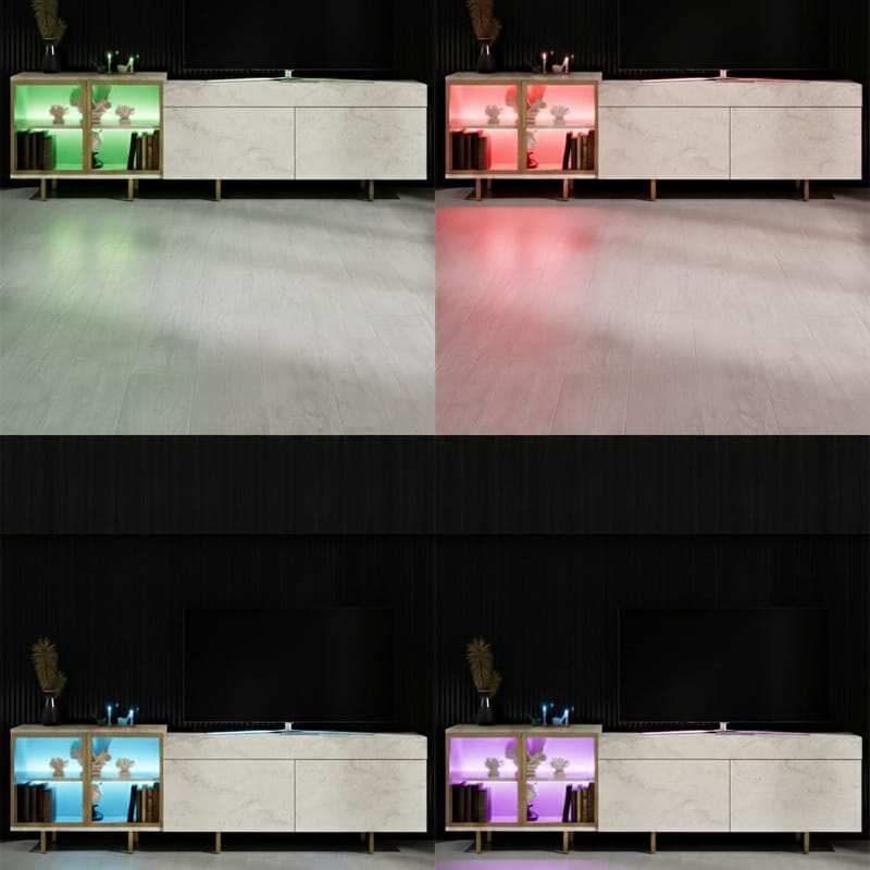 Seyring TV-taso 190 cm - Travertiini ja kulta - Huonekalut - TV- & Mediakalusteet - Tv taso & Mediataso