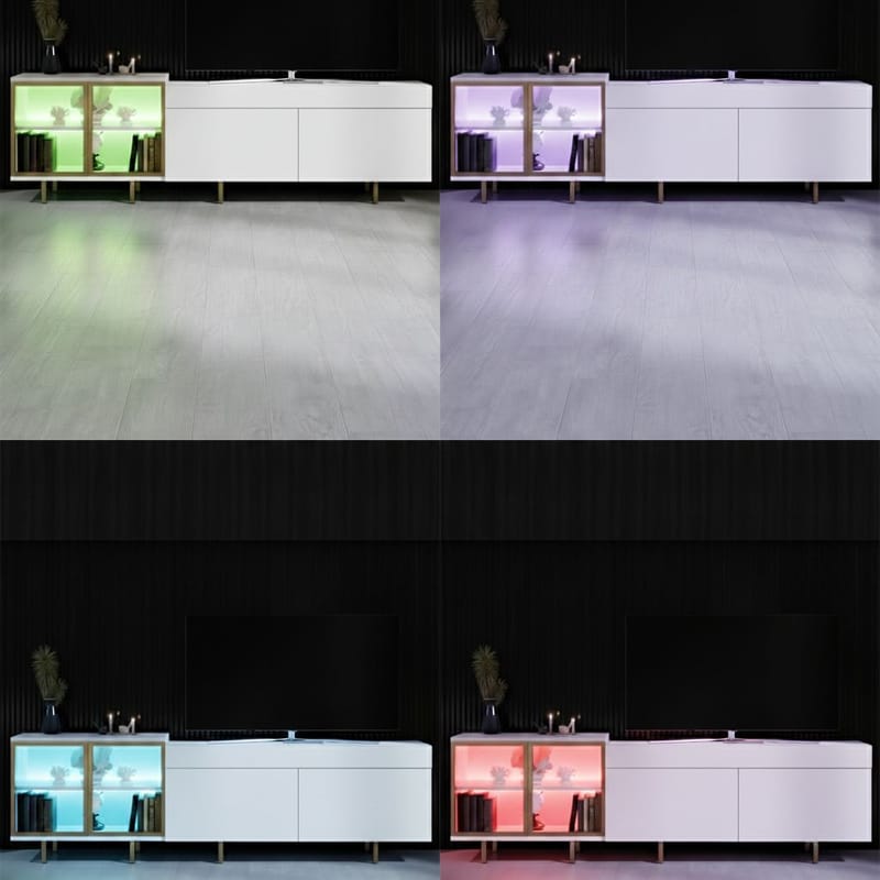 Seyring TV-taso 190 cm - Valkoinen ja kulta - Huonekalut - TV- & Mediakalusteet - Tv taso & Mediataso