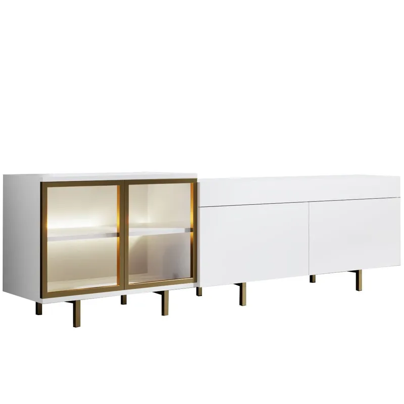 Seyring TV-taso 190 cm, Valkoinen/kulta