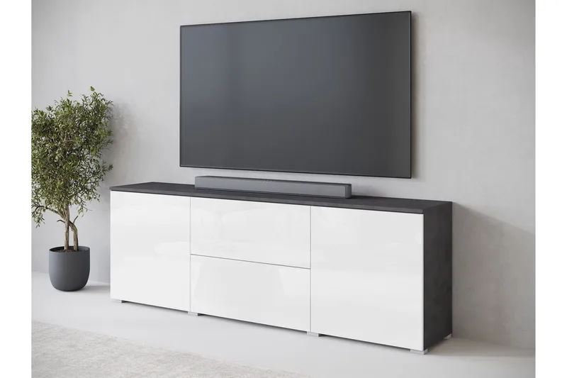 Sherie TV-taso 180 cm - Valkoinen / Harmaa - Huonekalut - TV- & Mediakalusteet - Tv taso & Mediataso