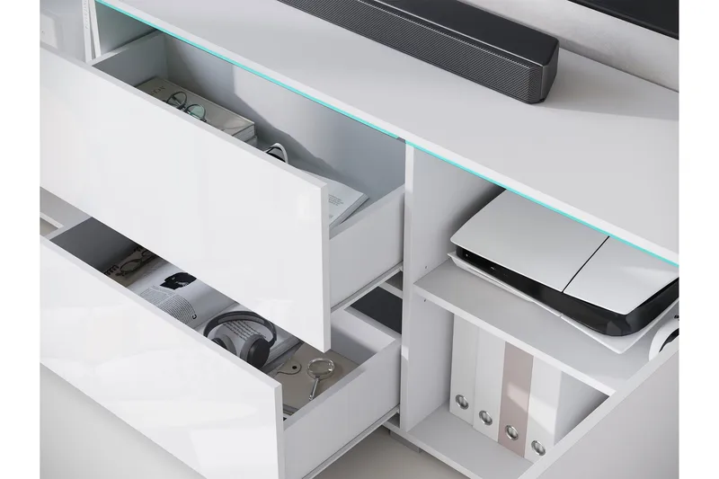 Sherie TV-taso 180 cm - Valkoinen / Harmaa - Huonekalut - TV- & Mediakalusteet - Tv taso & Mediataso