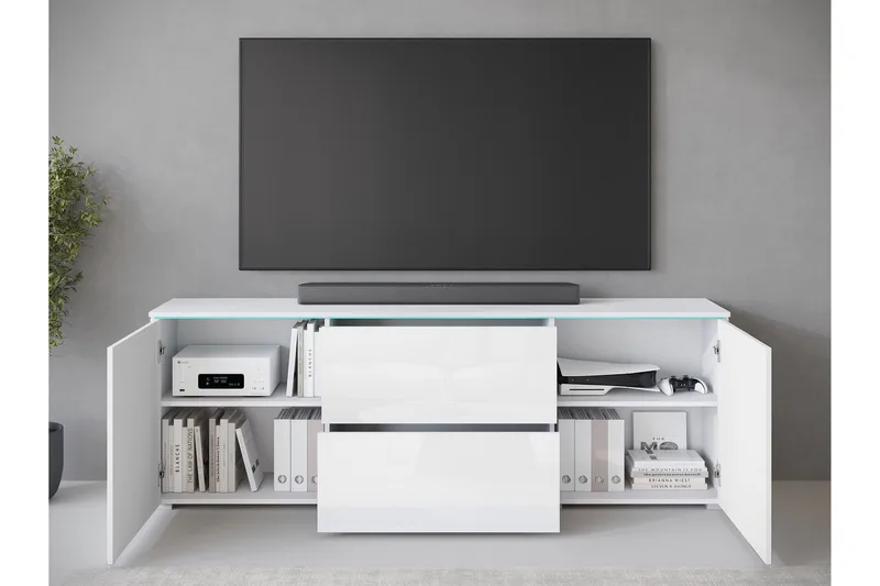 Sherie TV-taso 180 cm - Valkoinen / Harmaa - Huonekalut - TV- & Mediakalusteet - Tv taso & Mediataso