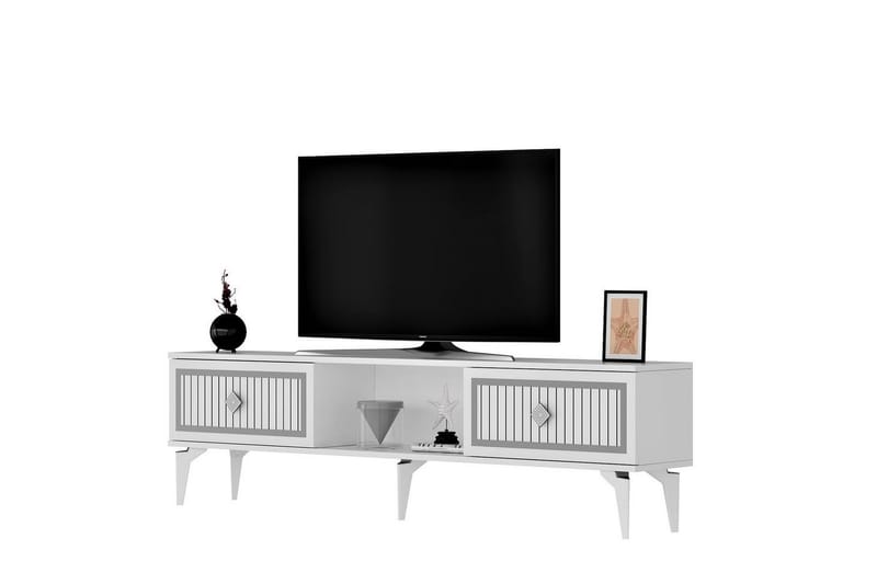 Sivaji TV-taso 150 cm - Valkoinen/Hopea - Huonekalut - TV- & Mediakalusteet - Tv taso & Mediataso