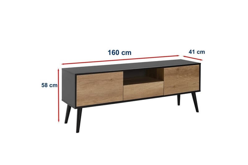 Sosan TV-taso 160 cm - Ruskeanharmaa/Musta - Huonekalut - TV- & Mediakalusteet - Tv taso & Mediataso