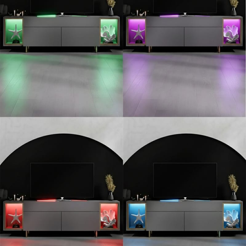 Sosan TV-taso 180x55x32 cm - Antrasiitti ja kulta - Huonekalut - TV- & Mediakalusteet - Tv taso & Mediataso