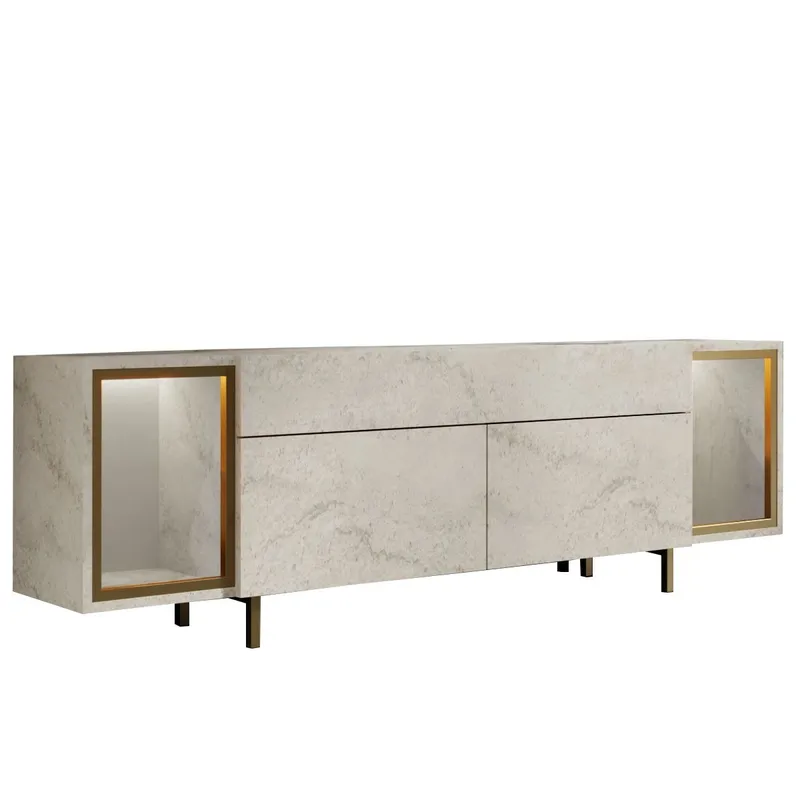 Sosan TV-taso 180x55x32 cm, Travertiini ja kulta