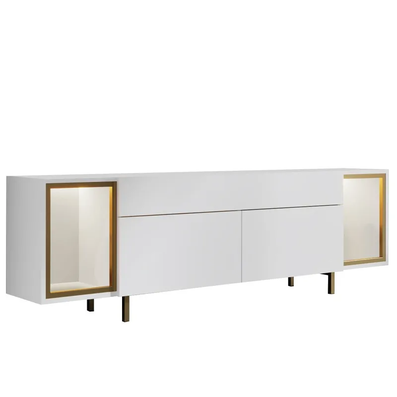 Sosan TV-taso 180x55x32 cm, Valkoinen/kulta