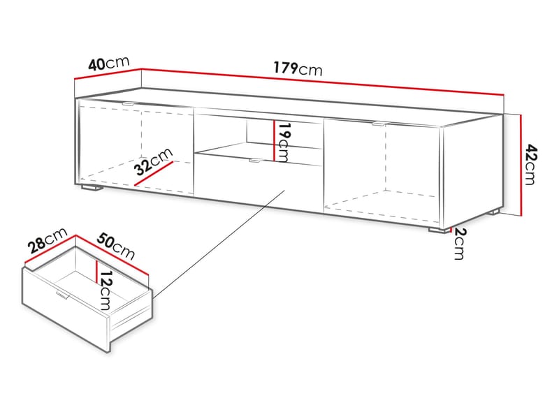 Sovren TV-taso 179 cm - Ruskea - Huonekalut - TV- & Mediakalusteet - Tv taso & Mediataso