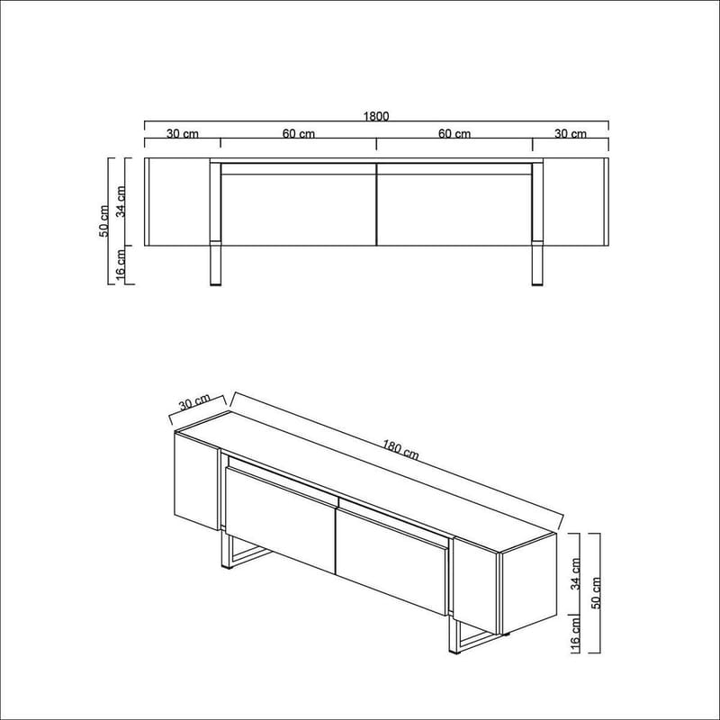 Sozi TV-taso 180 cm - Musta - Huonekalut - TV- & Mediakalusteet - Tv taso & Mediataso